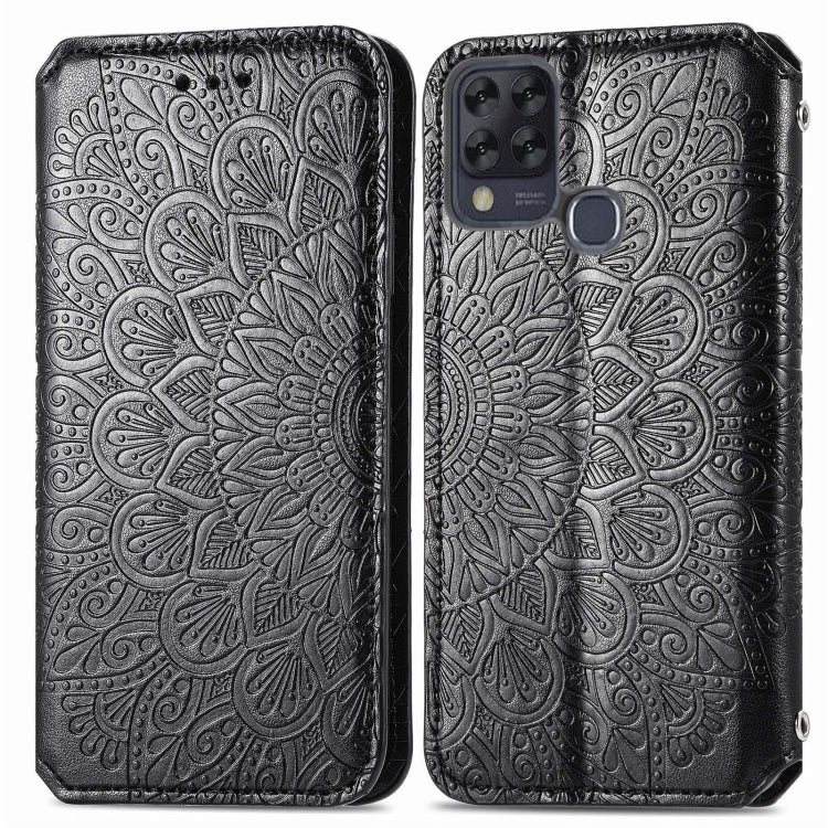 For Infinix Hot 10T Blooming Mandala Embossed Pattern Magnetic Horizontal Flip Leather Case with Holder & Card Slots & Wallet