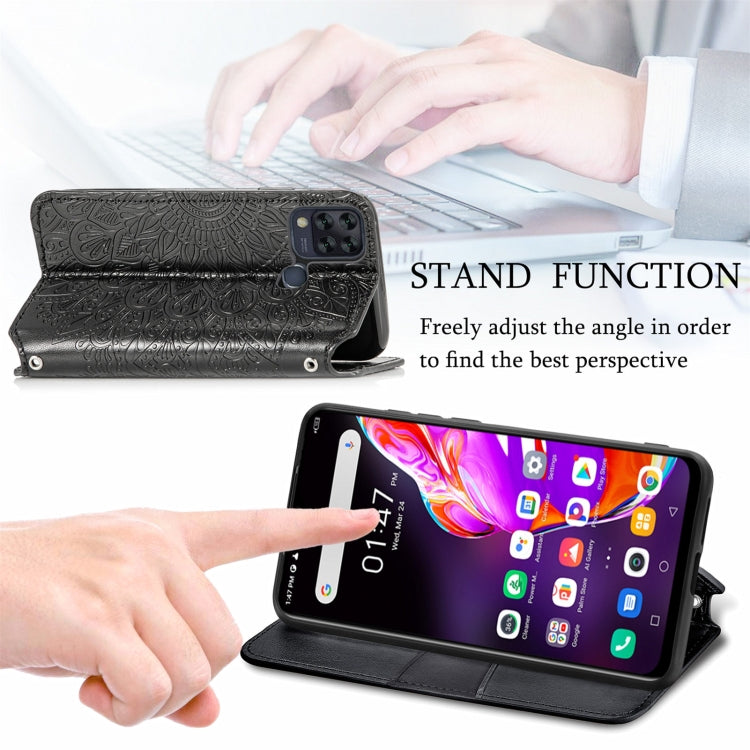 For Infinix Hot 10T Blooming Mandala Embossed Pattern Magnetic Horizontal Flip Leather Case with Holder & Card Slots & Wallet