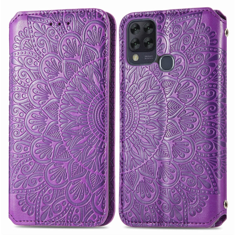 For Infinix Hot 10T Blooming Mandala Embossed Pattern Magnetic Horizontal Flip Leather Case with Holder & Card Slots & Wallet