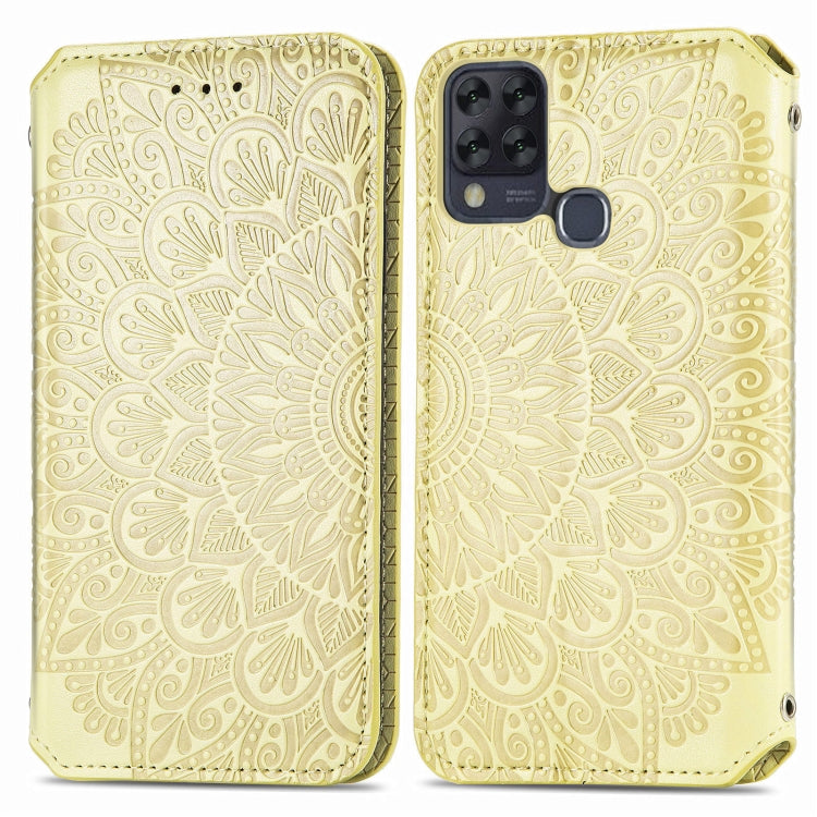 For Infinix Hot 10T Blooming Mandala Embossed Pattern Magnetic Horizontal Flip Leather Case with Holder & Card Slots & Wallet