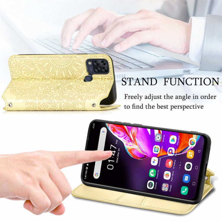 For Infinix Hot 10T Blooming Mandala Embossed Pattern Magnetic Horizontal Flip Leather Case with Holder & Card Slots & Wallet