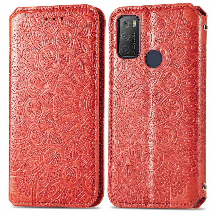 For Alcatel 1S (2021) Blooming Mandala Embossed Pattern Magnetic Horizontal Flip Leather Case with Holder & Card Slots & Wallet