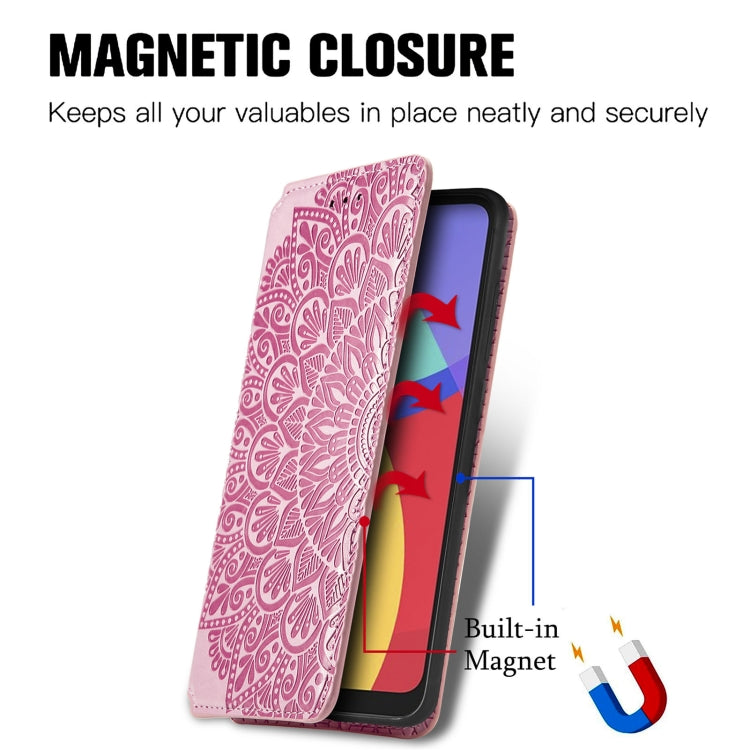 For Alcatel 1S (2021) Blooming Mandala Embossed Pattern Magnetic Horizontal Flip Leather Case with Holder & Card Slots & Wallet
