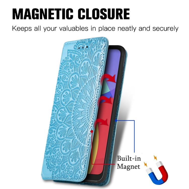 For Alcatel 1S (2021) Blooming Mandala Embossed Pattern Magnetic Horizontal Flip Leather Case with Holder & Card Slots & Wallet