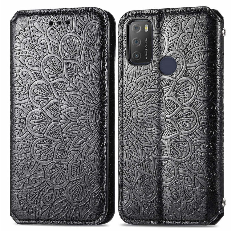 For Alcatel 1S (2021) Blooming Mandala Embossed Pattern Magnetic Horizontal Flip Leather Case with Holder & Card Slots & Wallet