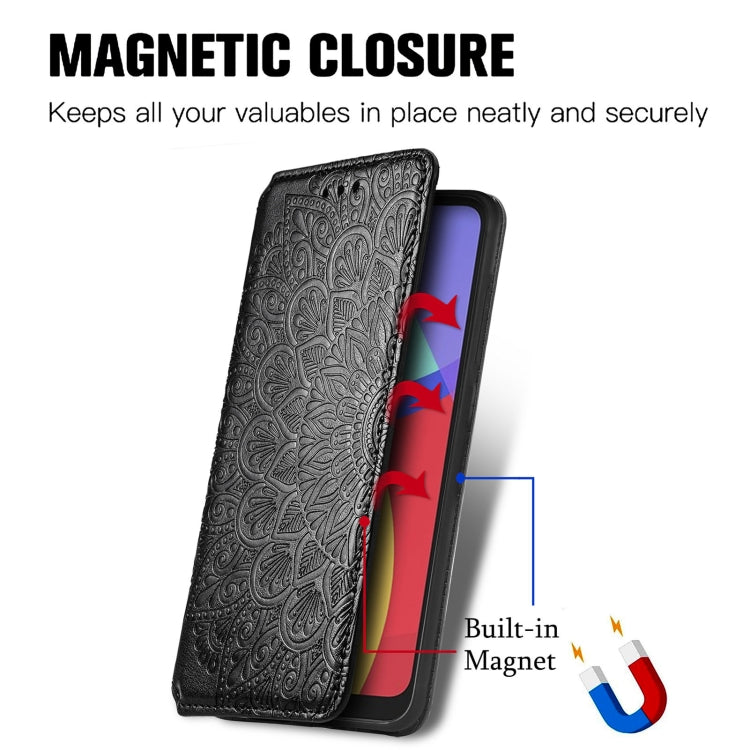 For Alcatel 1S (2021) Blooming Mandala Embossed Pattern Magnetic Horizontal Flip Leather Case with Holder & Card Slots & Wallet