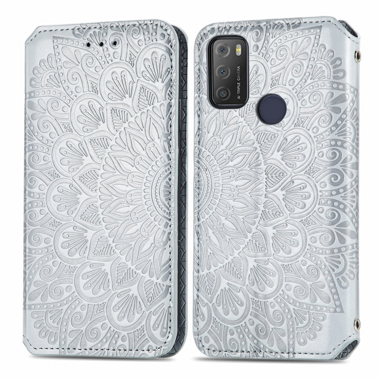 For Alcatel 1S (2021) Blooming Mandala Embossed Pattern Magnetic Horizontal Flip Leather Case with Holder & Card Slots & Wallet