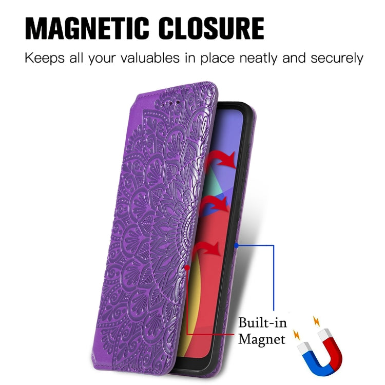 For Alcatel 1S (2021) Blooming Mandala Embossed Pattern Magnetic Horizontal Flip Leather Case with Holder & Card Slots & Wallet