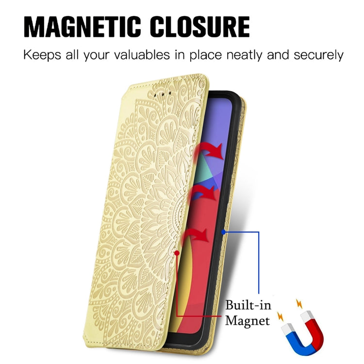 For Alcatel 1S (2021) Blooming Mandala Embossed Pattern Magnetic Horizontal Flip Leather Case with Holder & Card Slots & Wallet