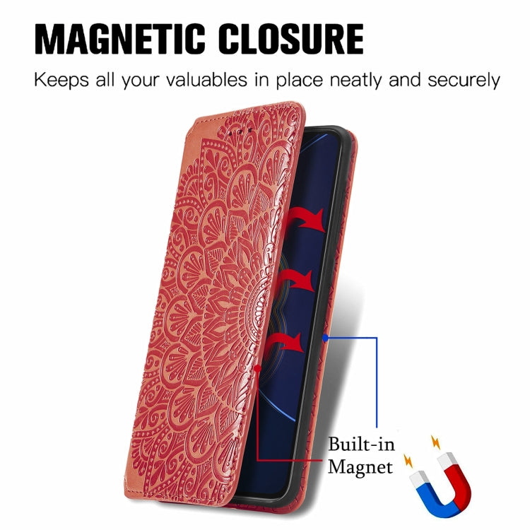 For Asus Zenfone 8 Flip Blooming Mandala Embossed Pattern Magnetic Horizontal Flip Leather Case with Holder & Card Slots & Wallet