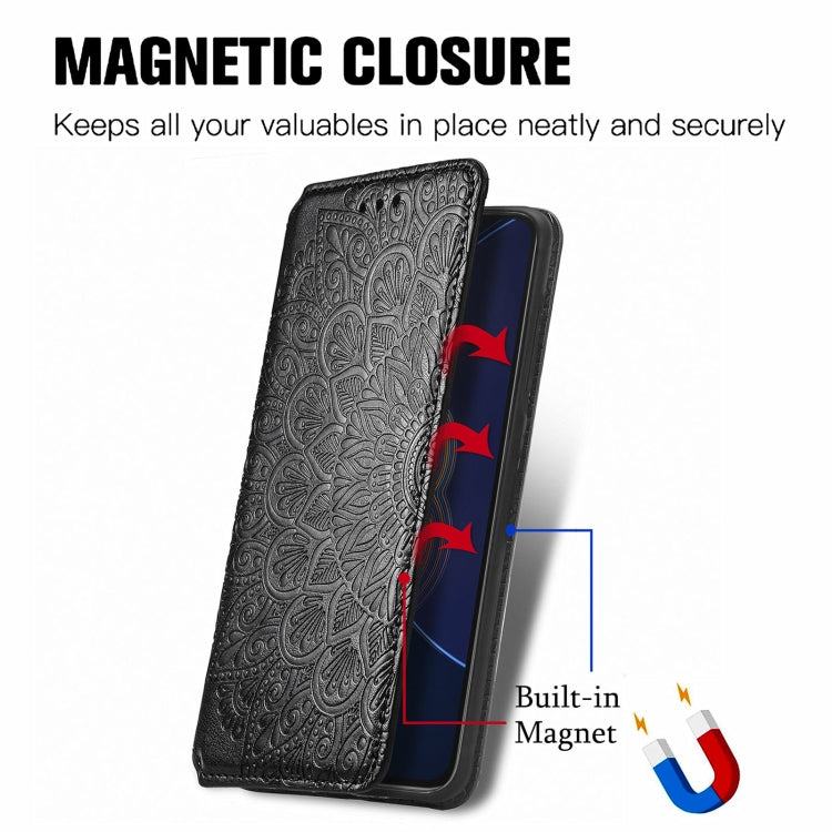 For Asus Zenfone 8 Flip Blooming Mandala Embossed Pattern Magnetic Horizontal Flip Leather Case with Holder & Card Slots & Wallet