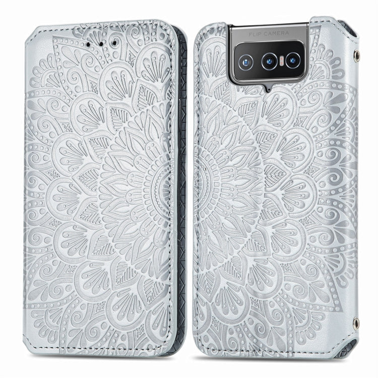 For Asus Zenfone 8 Flip Blooming Mandala Embossed Pattern Magnetic Horizontal Flip Leather Case with Holder & Card Slots & Wallet
