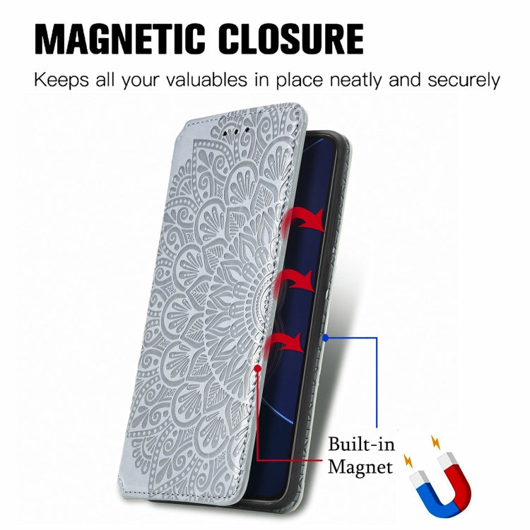 For Asus Zenfone 8 Flip Blooming Mandala Embossed Pattern Magnetic Horizontal Flip Leather Case with Holder & Card Slots & Wallet