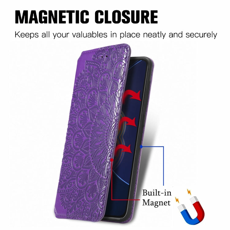 For Asus Zenfone 8 Flip Blooming Mandala Embossed Pattern Magnetic Horizontal Flip Leather Case with Holder & Card Slots & Wallet