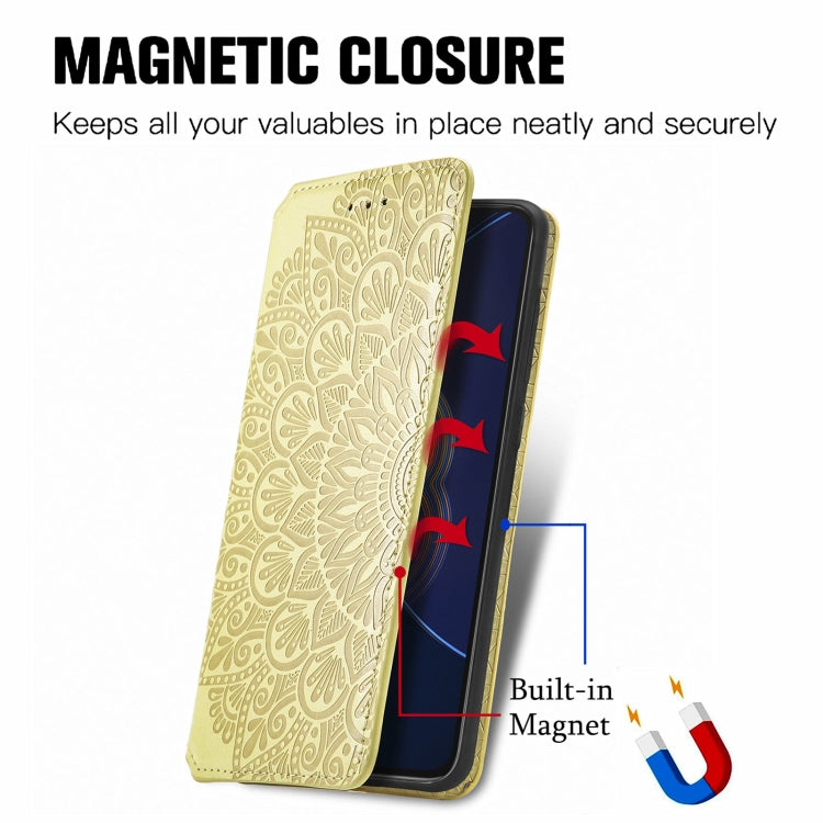 For Asus Zenfone 8 Flip Blooming Mandala Embossed Pattern Magnetic Horizontal Flip Leather Case with Holder & Card Slots & Wallet