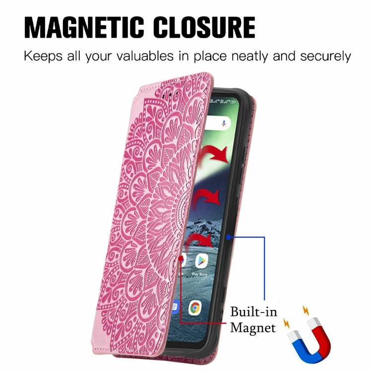 For UMIDIGI Bison GT Blooming Mandala Embossed Pattern Magnetic Horizontal Flip Leather Case with Holder & Card Slots & Wallet