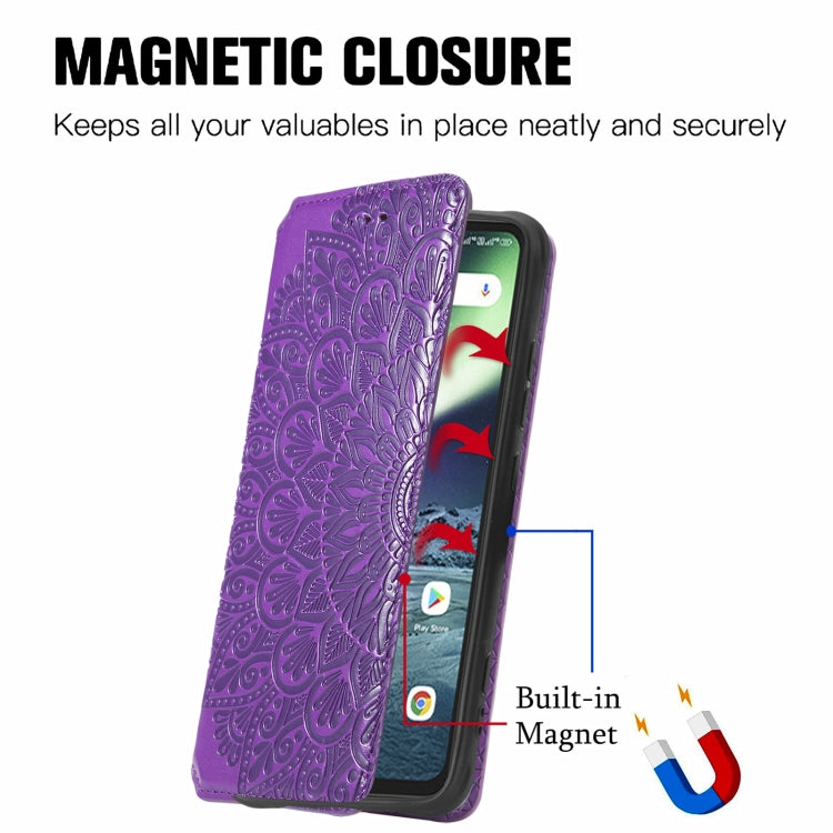 For UMIDIGI Bison GT Blooming Mandala Embossed Pattern Magnetic Horizontal Flip Leather Case with Holder & Card Slots & Wallet