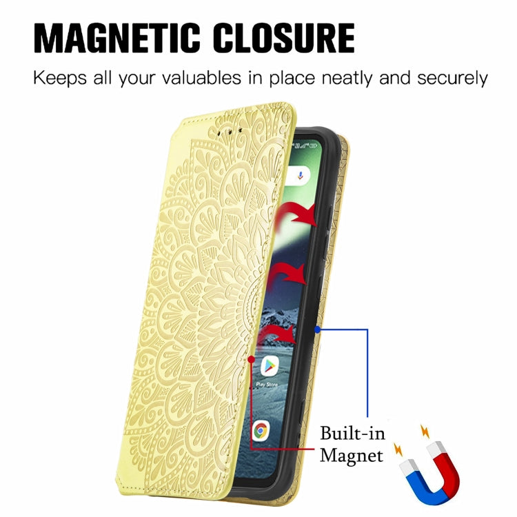 For UMIDIGI Bison GT Blooming Mandala Embossed Pattern Magnetic Horizontal Flip Leather Case with Holder & Card Slots & Wallet