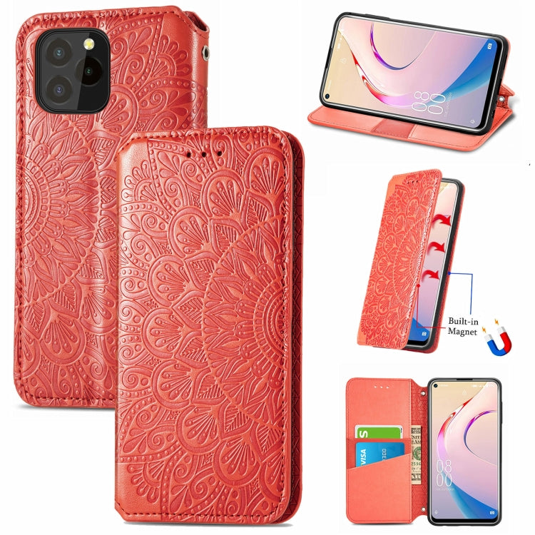 For Oukitel C21 Pro Blooming Mandala Embossed Pattern Magnetic Horizontal Flip Leather Case with Holder & Card Slots & Wallet