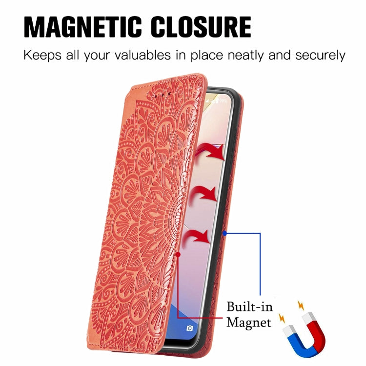For Oukitel C21 Pro Blooming Mandala Embossed Pattern Magnetic Horizontal Flip Leather Case with Holder & Card Slots & Wallet
