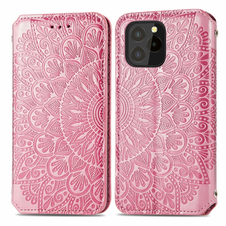 For Oukitel C21 Pro Blooming Mandala Embossed Pattern Magnetic Horizontal Flip Leather Case with Holder & Card Slots & Wallet