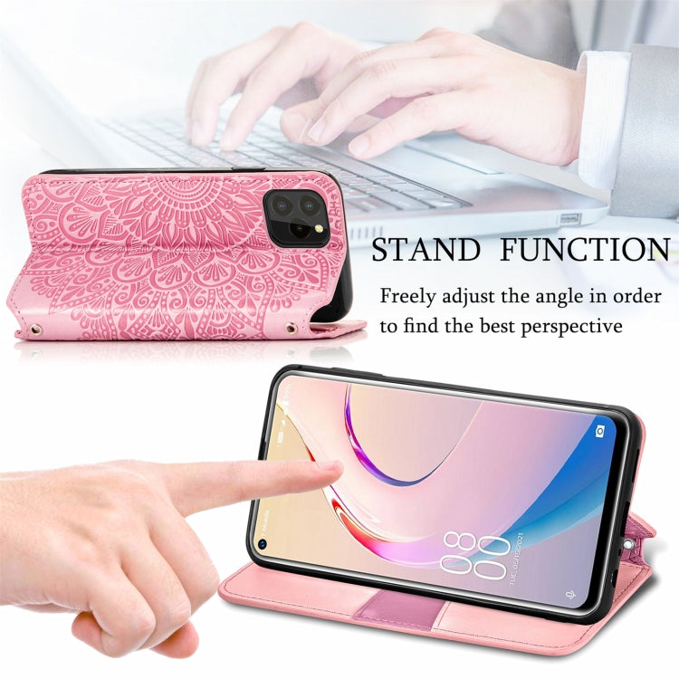 For Oukitel C21 Pro Blooming Mandala Embossed Pattern Magnetic Horizontal Flip Leather Case with Holder & Card Slots & Wallet