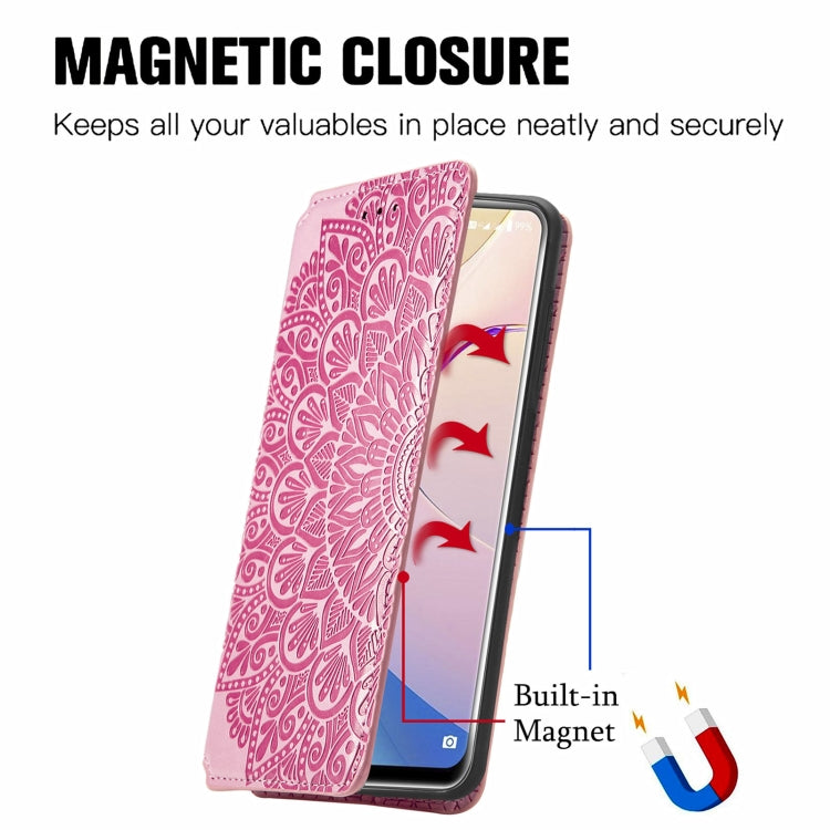 For Oukitel C21 Pro Blooming Mandala Embossed Pattern Magnetic Horizontal Flip Leather Case with Holder & Card Slots & Wallet