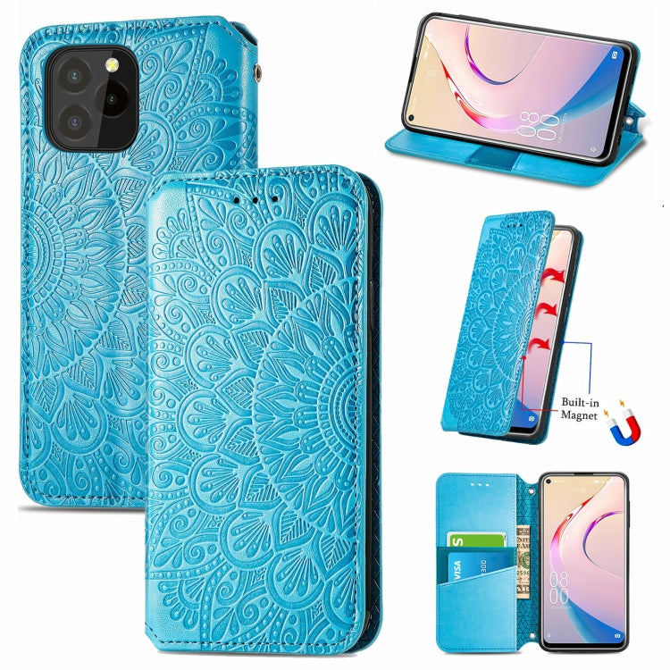 For Oukitel C21 Pro Blooming Mandala Embossed Pattern Magnetic Horizontal Flip Leather Case with Holder & Card Slots & Wallet