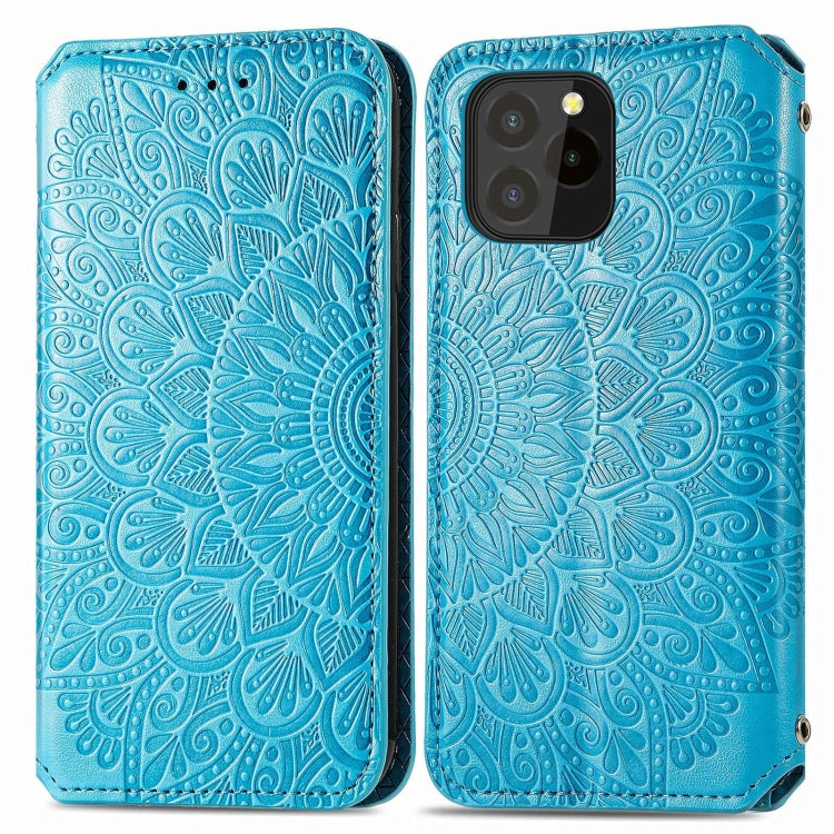 For Oukitel C21 Pro Blooming Mandala Embossed Pattern Magnetic Horizontal Flip Leather Case with Holder & Card Slots & Wallet