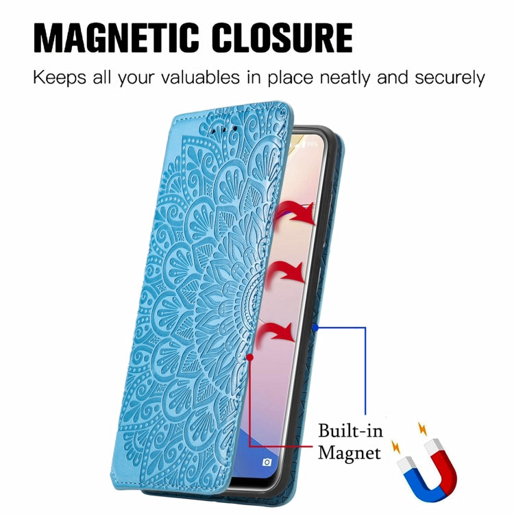 For Oukitel C21 Pro Blooming Mandala Embossed Pattern Magnetic Horizontal Flip Leather Case with Holder & Card Slots & Wallet