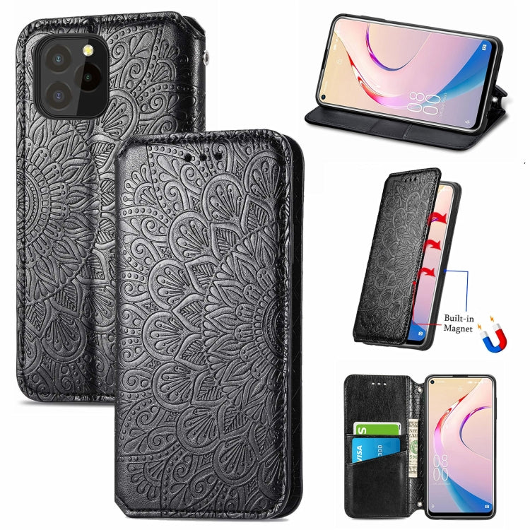 For Oukitel C21 Pro Blooming Mandala Embossed Pattern Magnetic Horizontal Flip Leather Case with Holder & Card Slots & Wallet