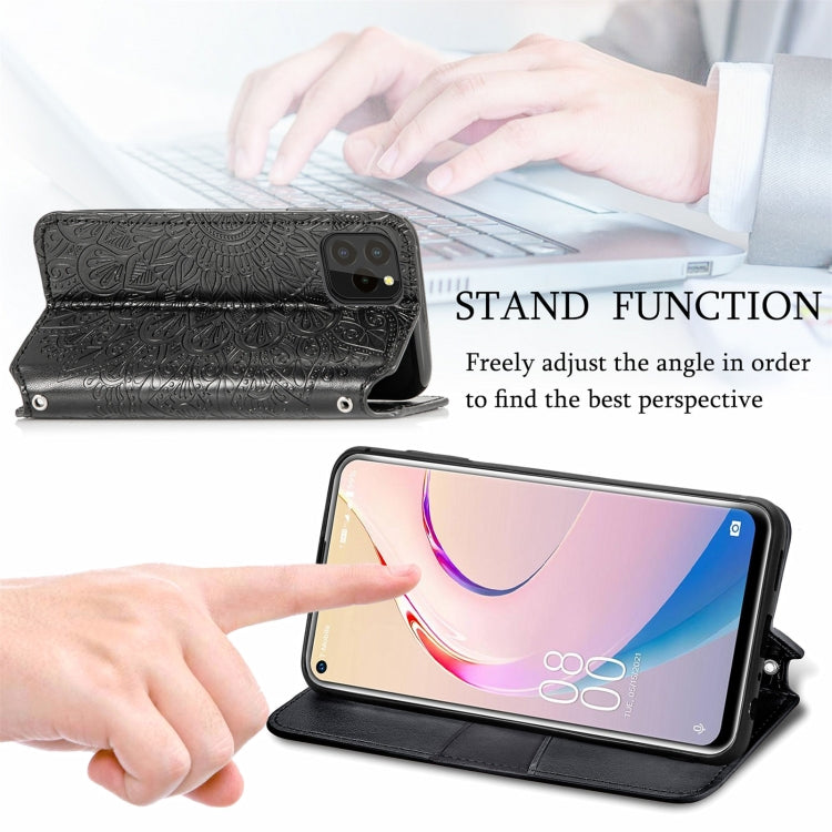 For Oukitel C21 Pro Blooming Mandala Embossed Pattern Magnetic Horizontal Flip Leather Case with Holder & Card Slots & Wallet
