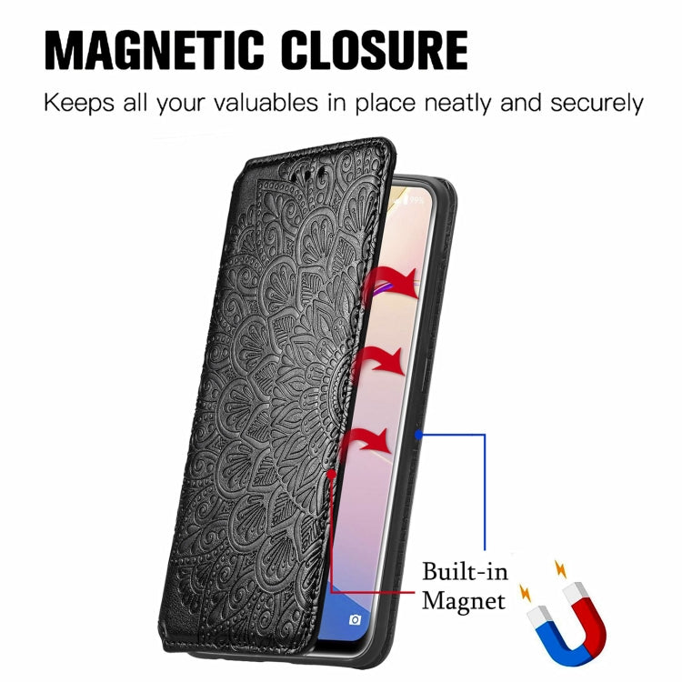 For Oukitel C21 Pro Blooming Mandala Embossed Pattern Magnetic Horizontal Flip Leather Case with Holder & Card Slots & Wallet