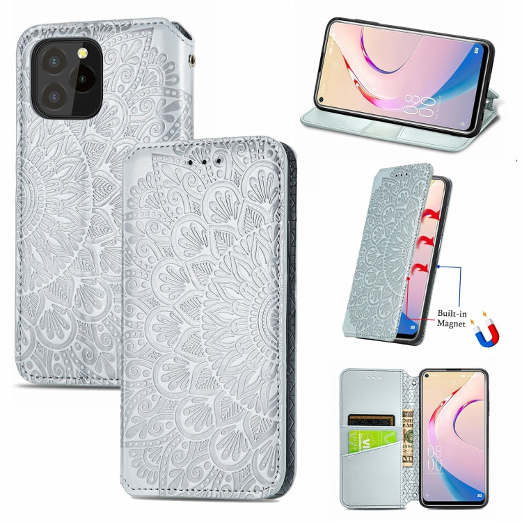 For Oukitel C21 Pro Blooming Mandala Embossed Pattern Magnetic Horizontal Flip Leather Case with Holder & Card Slots & Wallet