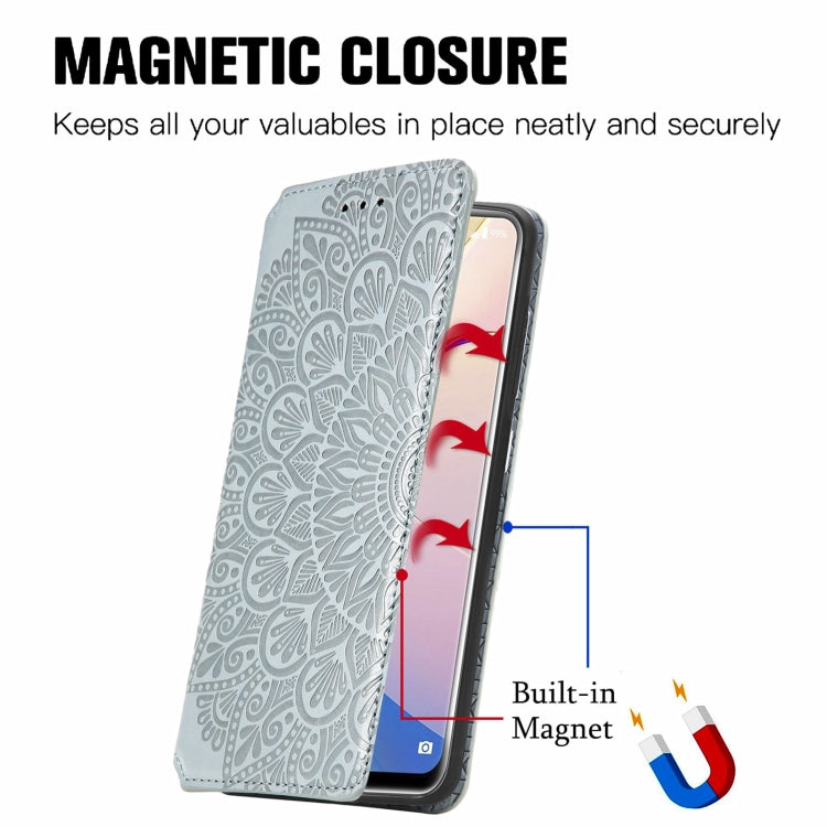 For Oukitel C21 Pro Blooming Mandala Embossed Pattern Magnetic Horizontal Flip Leather Case with Holder & Card Slots & Wallet