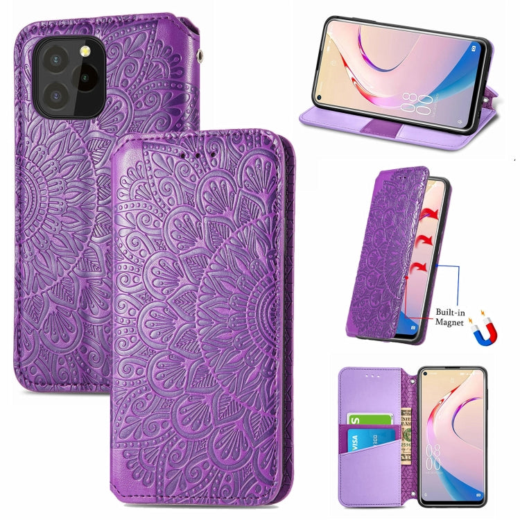 For Oukitel C21 Pro Blooming Mandala Embossed Pattern Magnetic Horizontal Flip Leather Case with Holder & Card Slots & Wallet