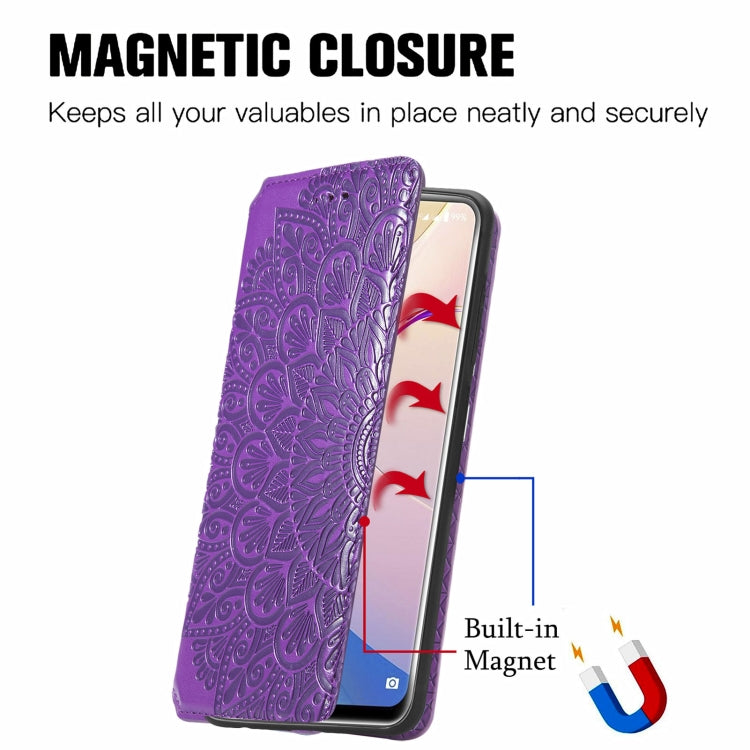 For Oukitel C21 Pro Blooming Mandala Embossed Pattern Magnetic Horizontal Flip Leather Case with Holder & Card Slots & Wallet