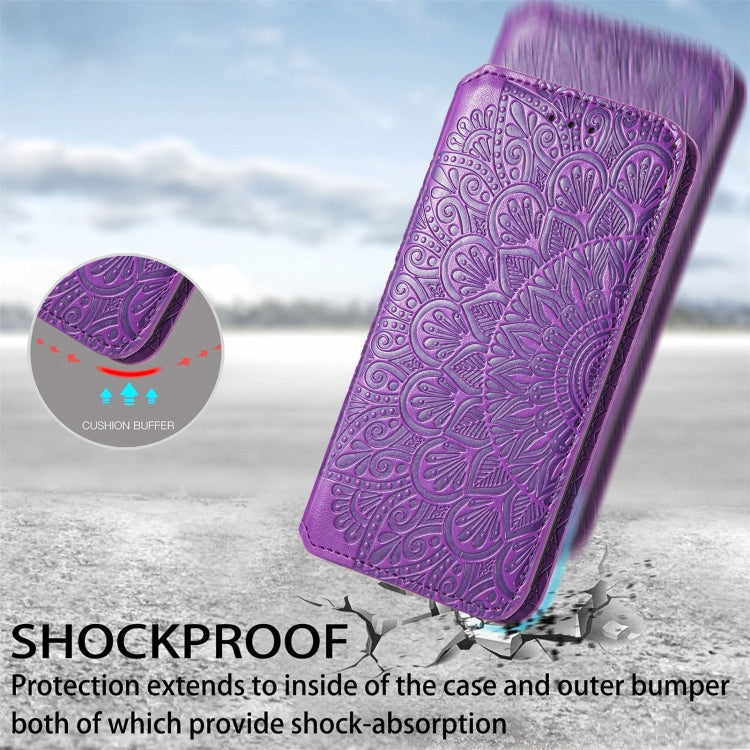 For Oukitel C21 Pro Blooming Mandala Embossed Pattern Magnetic Horizontal Flip Leather Case with Holder & Card Slots & Wallet