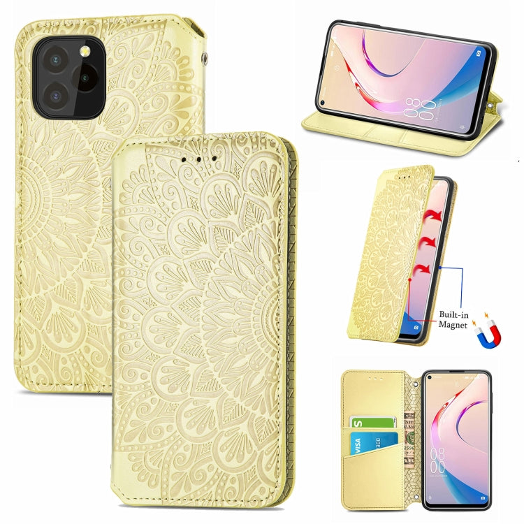 For Oukitel C21 Pro Blooming Mandala Embossed Pattern Magnetic Horizontal Flip Leather Case with Holder & Card Slots & Wallet