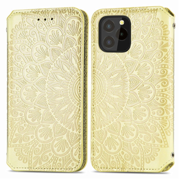 For Oukitel C21 Pro Blooming Mandala Embossed Pattern Magnetic Horizontal Flip Leather Case with Holder & Card Slots & Wallet