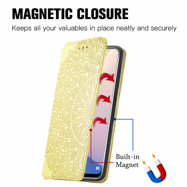 For Oukitel C21 Pro Blooming Mandala Embossed Pattern Magnetic Horizontal Flip Leather Case with Holder & Card Slots & Wallet
