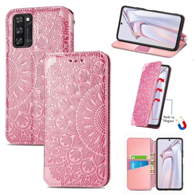 For Blackview A100 Blooming Mandala Embossed Pattern Magnetic Horizontal Flip Leather Case with Holder & Card Slots & Wallet