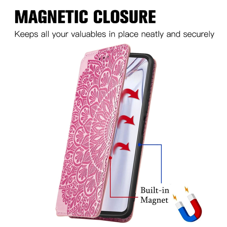 For Blackview A100 Blooming Mandala Embossed Pattern Magnetic Horizontal Flip Leather Case with Holder & Card Slots & Wallet