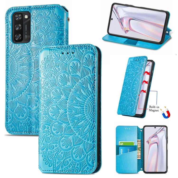 For Blackview A100 Blooming Mandala Embossed Pattern Magnetic Horizontal Flip Leather Case with Holder & Card Slots & Wallet