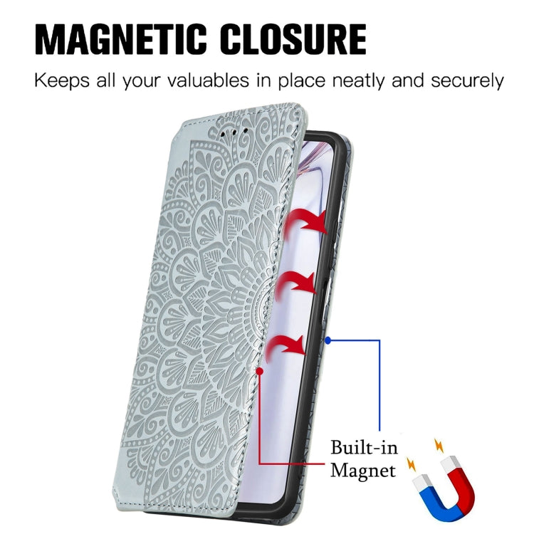 For Blackview A100 Blooming Mandala Embossed Pattern Magnetic Horizontal Flip Leather Case with Holder & Card Slots & Wallet