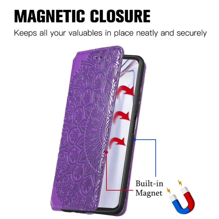 For Blackview A100 Blooming Mandala Embossed Pattern Magnetic Horizontal Flip Leather Case with Holder & Card Slots & Wallet
