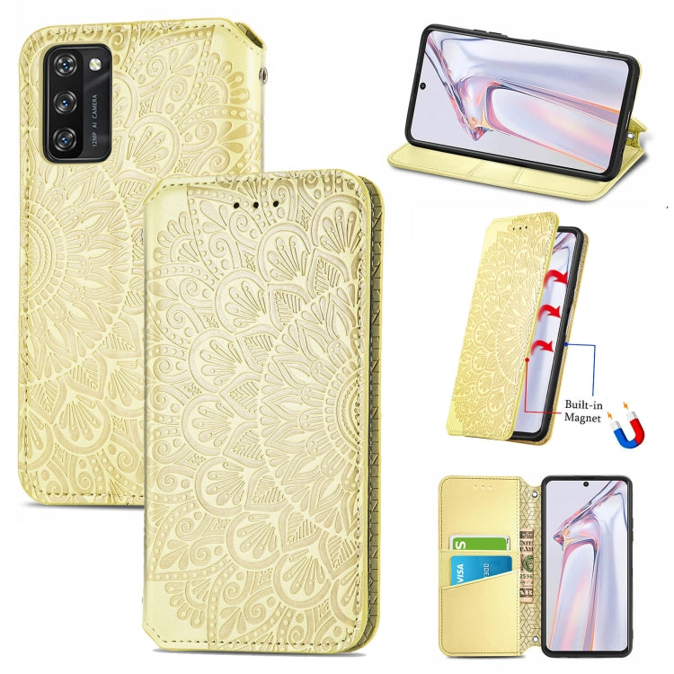 For Blackview A100 Blooming Mandala Embossed Pattern Magnetic Horizontal Flip Leather Case with Holder & Card Slots & Wallet