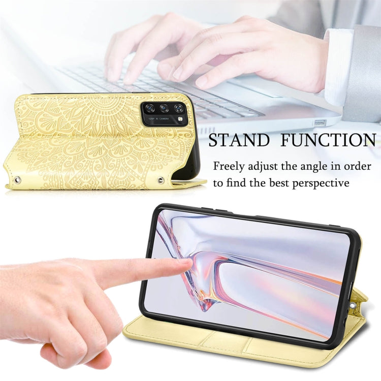 For Blackview A100 Blooming Mandala Embossed Pattern Magnetic Horizontal Flip Leather Case with Holder & Card Slots & Wallet