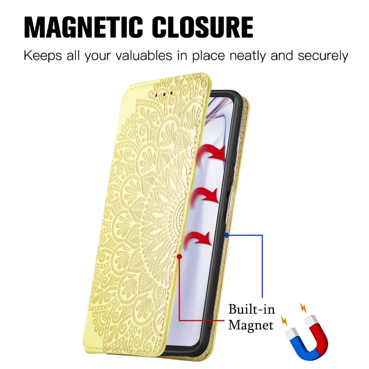 For Blackview A100 Blooming Mandala Embossed Pattern Magnetic Horizontal Flip Leather Case with Holder & Card Slots & Wallet