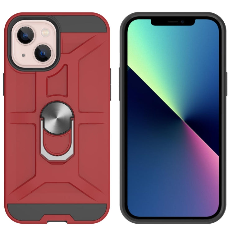 For iPhone 13 mini War-god Armor TPU + PC Shockproof Magnetic Protective Case with Ring Holder